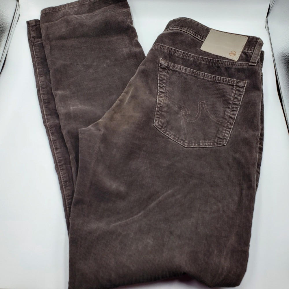 AG Adriano Goldschmied The Graduate Tailored Leg Corduroy Pants Grey 34R
